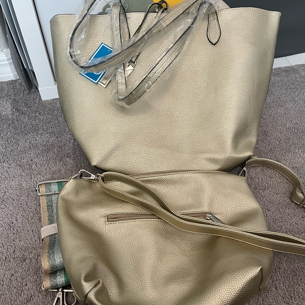 bakers Gold/Silver Tote with mid size purse. 
2 pieces